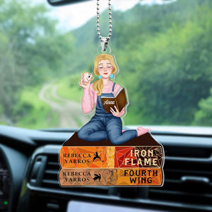 Personalized Gifts For Book Lovers Car Ornament Fourth Wing and Iron Flame Ornament-Homacus