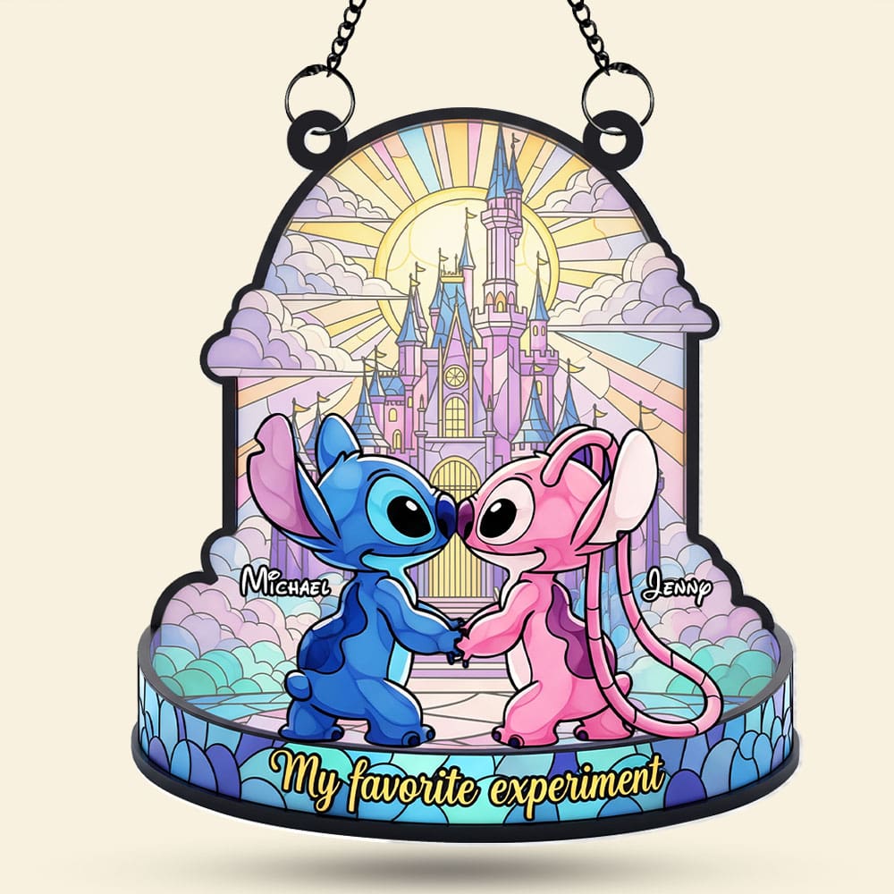 Cute Blue Monster Couple Suncatcher - Personalized Gifts For Couple 04ohti050625-Homacus