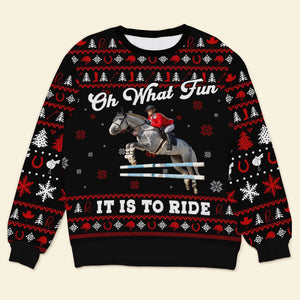 Custom Photo Gifts For Horse Riding Lovers Ugly Sweater 03pgti091024-Homacus