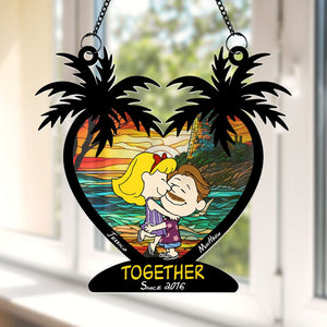 Personalized Gifts For Couple Suncatcher Ornament, Beach Couple Hugging 06nati260724hhhg-Homacus