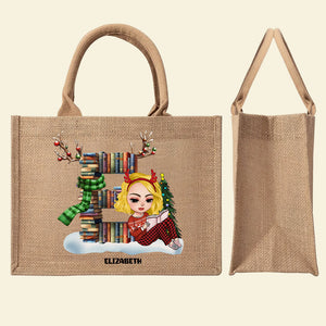 Personalized Gifts For Book Lover Alphabet Christmas Jute Tote Bag 04OHTI151124HH-Homacus