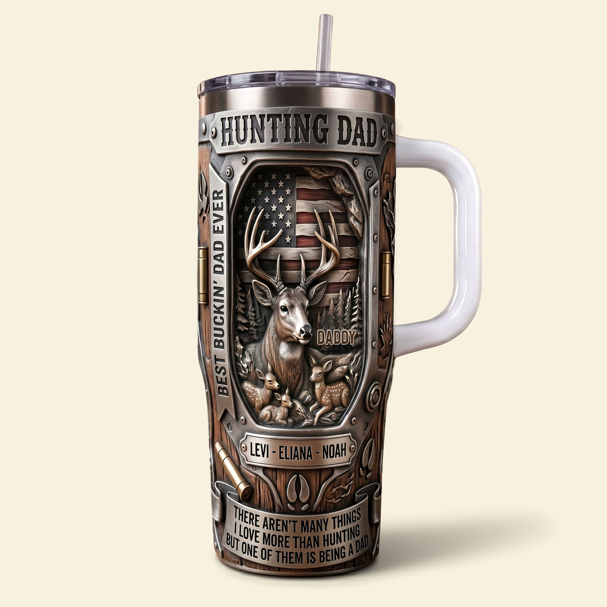 Proud Hunting Dad 40oz Tumbler With Handle, Personalized Gifts For Hunting Dads 04qhti280426-Homacus