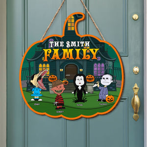 Personalized Gifts for Family Wood Sign, Horror Cartoon Family Halloween 01toti230824hg-Homacus