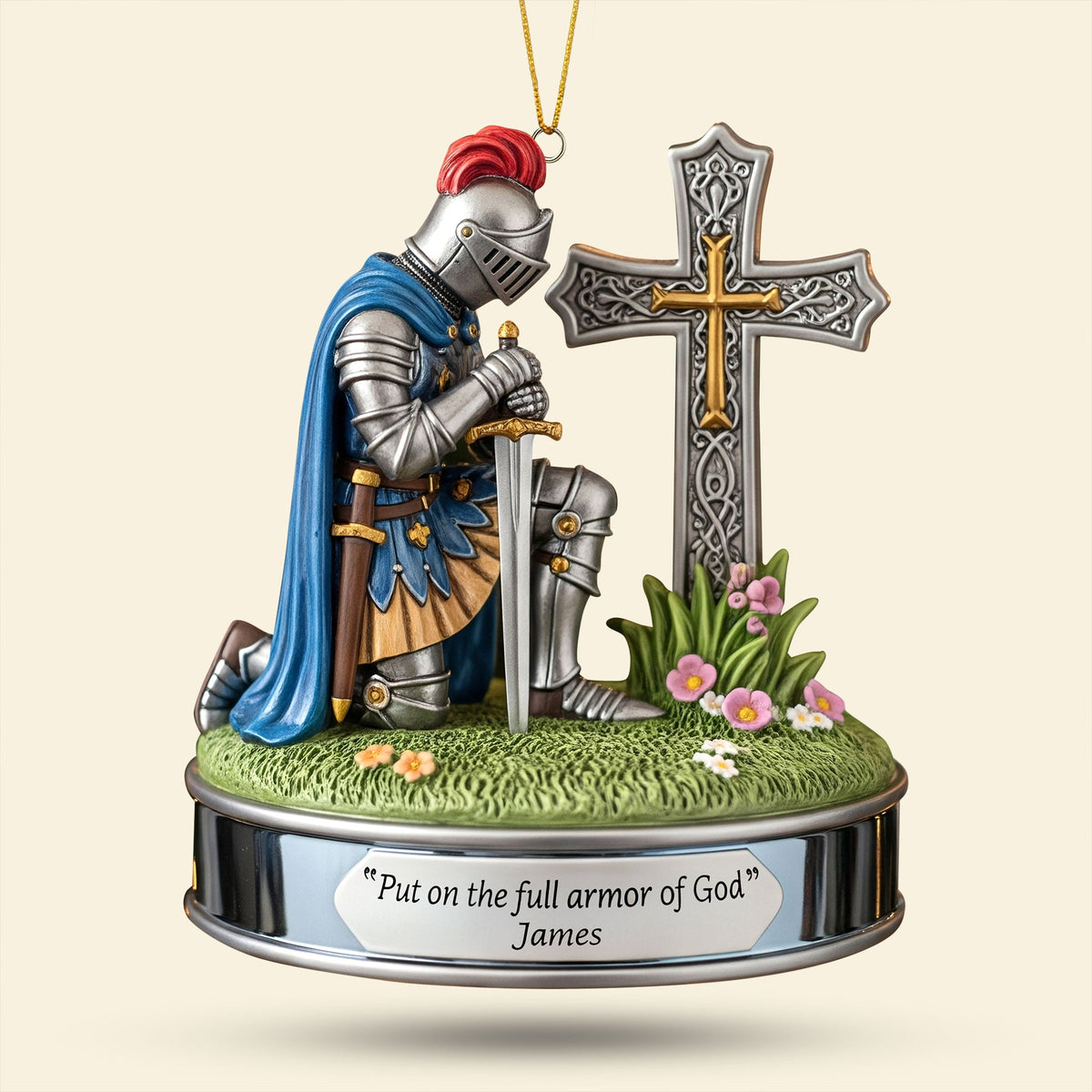 Kneeing Knight Ornament - Personalized Gifts For Christian 01huti220825-Homacus