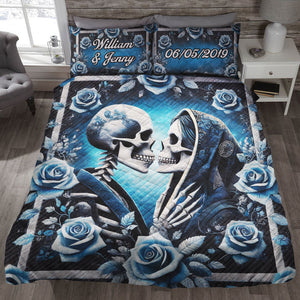 Personalized Gifts For Couple Quilt Bed Set Gothic Skull Lovers 03qhti251224-Homacus