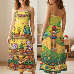Pixel Monster Garden Suspender Maxi Dress - Personalized Gifts For Mom 01pati200326-Homacus