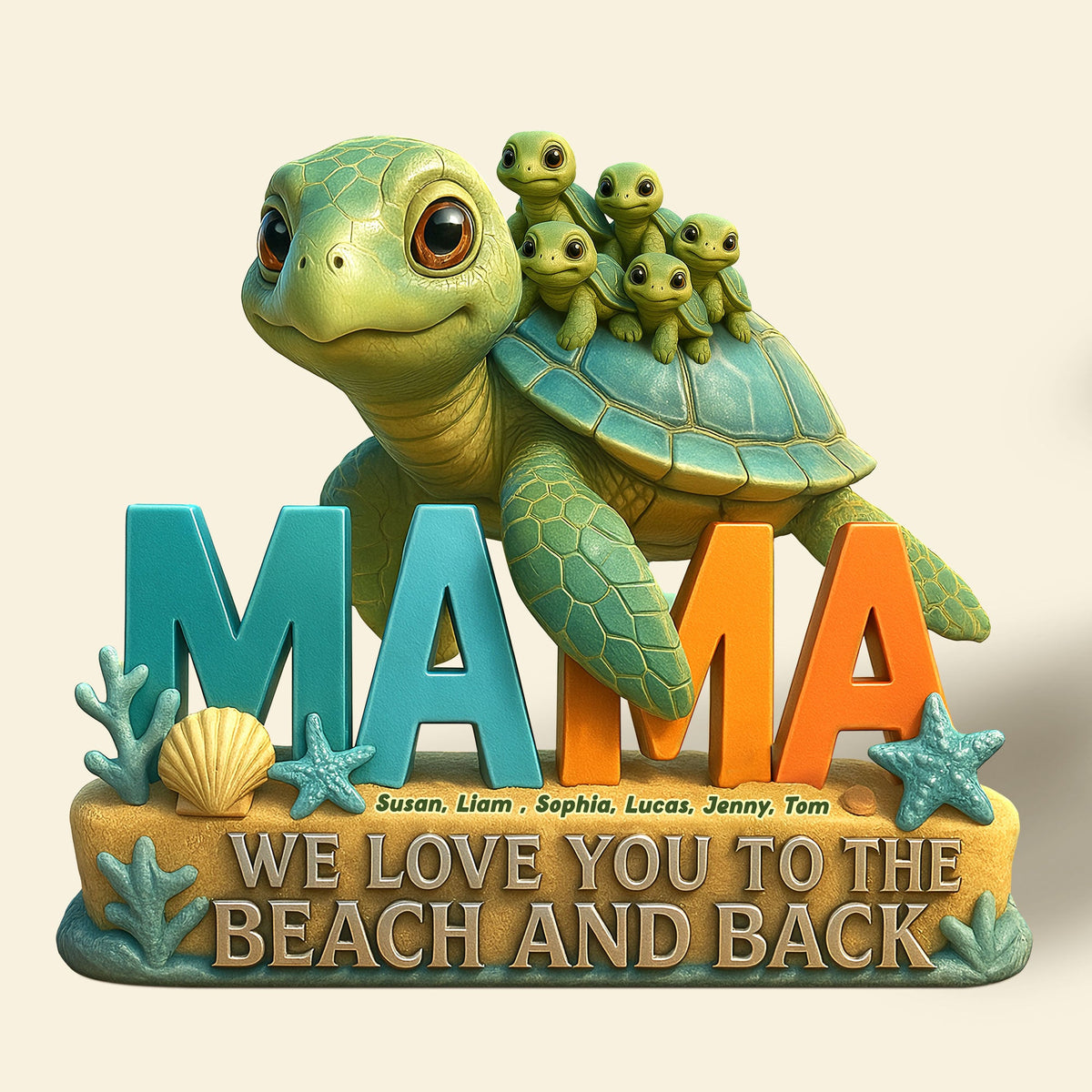 Turtle Mom Plaque - Personalized Gifts For Mother 05TGTI150425-Homacus