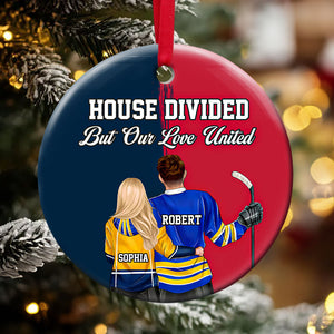 Hockey Couple Ornament - House Divided - Personalized Christmas Gifts For Hockey Lovers-Homacus