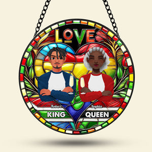 Personalized Gifts For Black Couple Stained Glass, Proud King & Queen 04qhti030125pa-Homacus