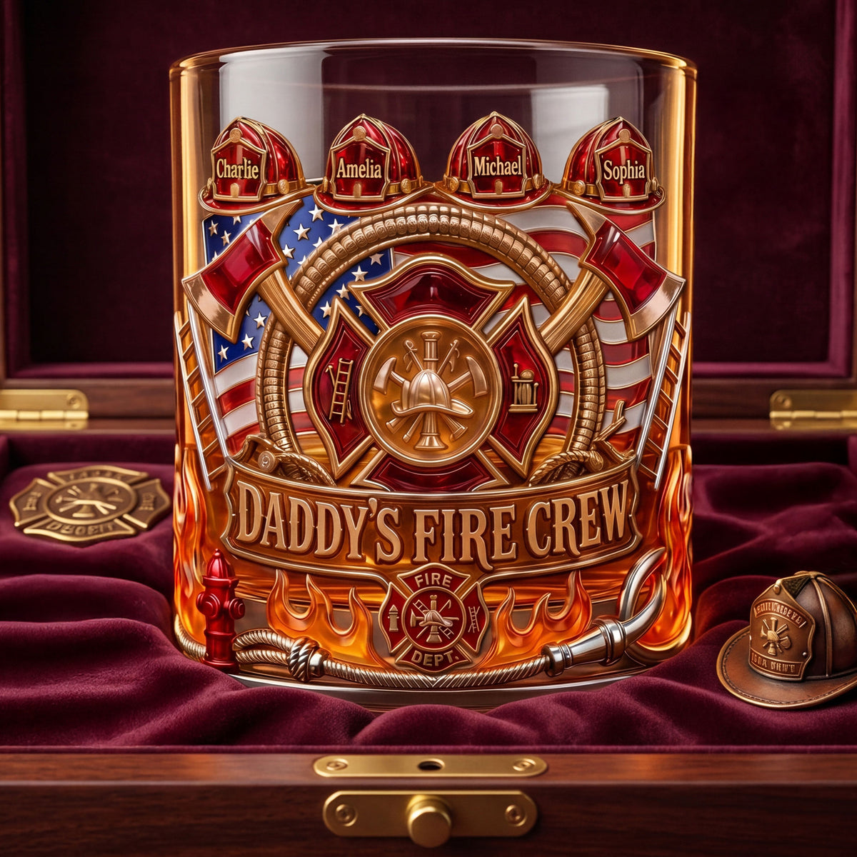 Firefighter Daddy's Crew Glass Mug Personalized Gifts For Dad 01PATI060526-Homacus