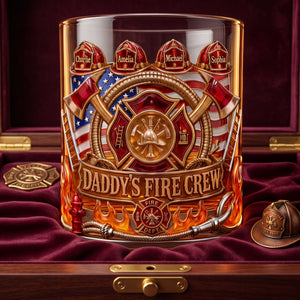 Firefighter Daddy's Crew Glass Mug Personalized Gifts For Dad 01PATI060526-Homacus