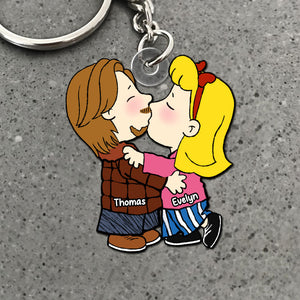 Personalized Gifts For Couple Keychain Couple Kissing 01acti041224-Homacus