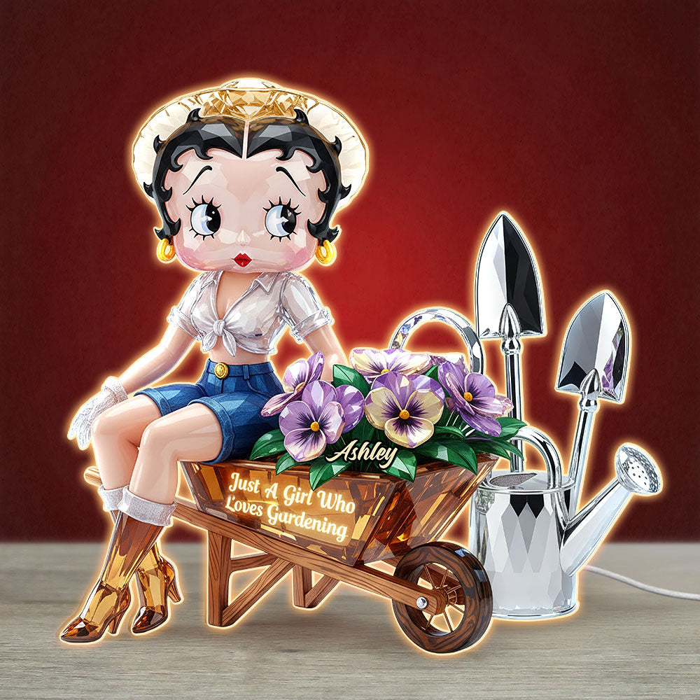 Retro Garden Girl Acrylic Light Box - Personalized Gift For Gardening Lovers 01PATI091225-Homacus