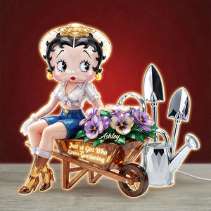 Retro Garden Girl Acrylic Light Box - Personalized Gift For Gardening Lovers 01PATI091225-Homacus