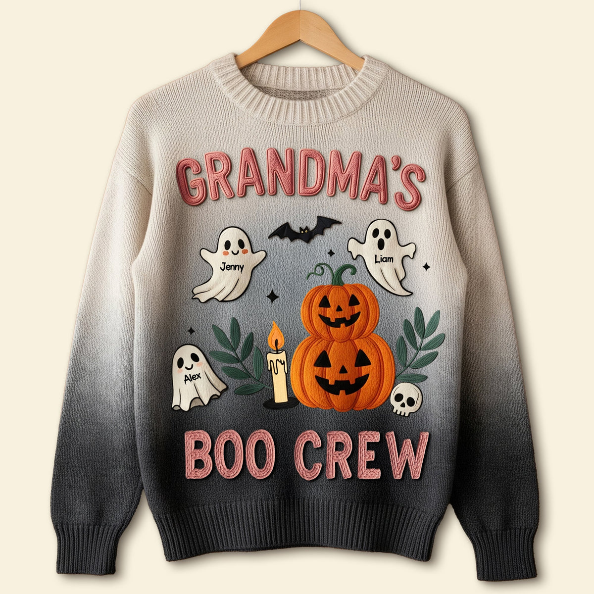Cute Grandma's Boo Crew Ugly Sweater, Personalized Gifts For Grandma 04qhti280825-Homacus