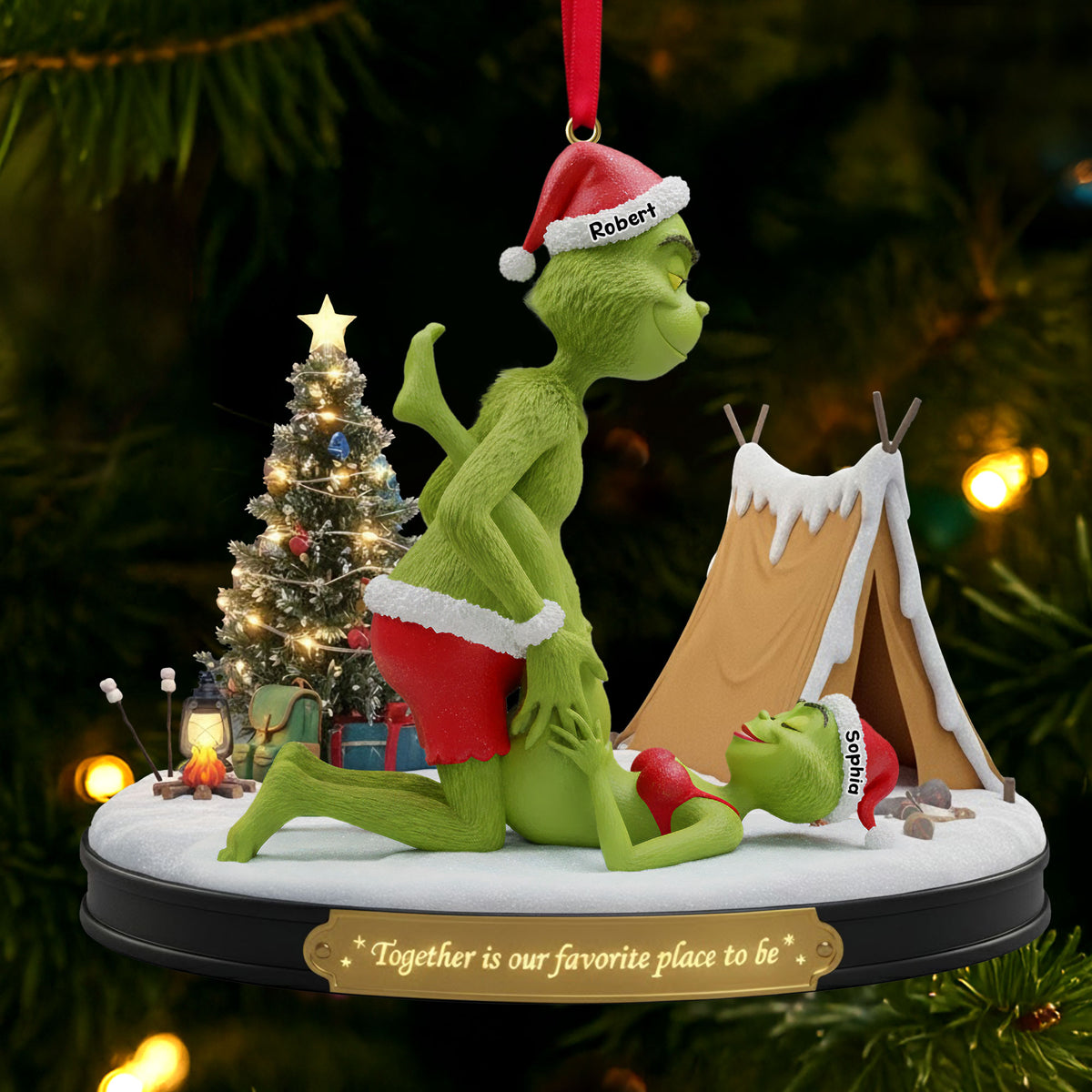 Cheeky Green Couple Ornament - Personalized Gifts For Couple 03ohti091025-Homacus