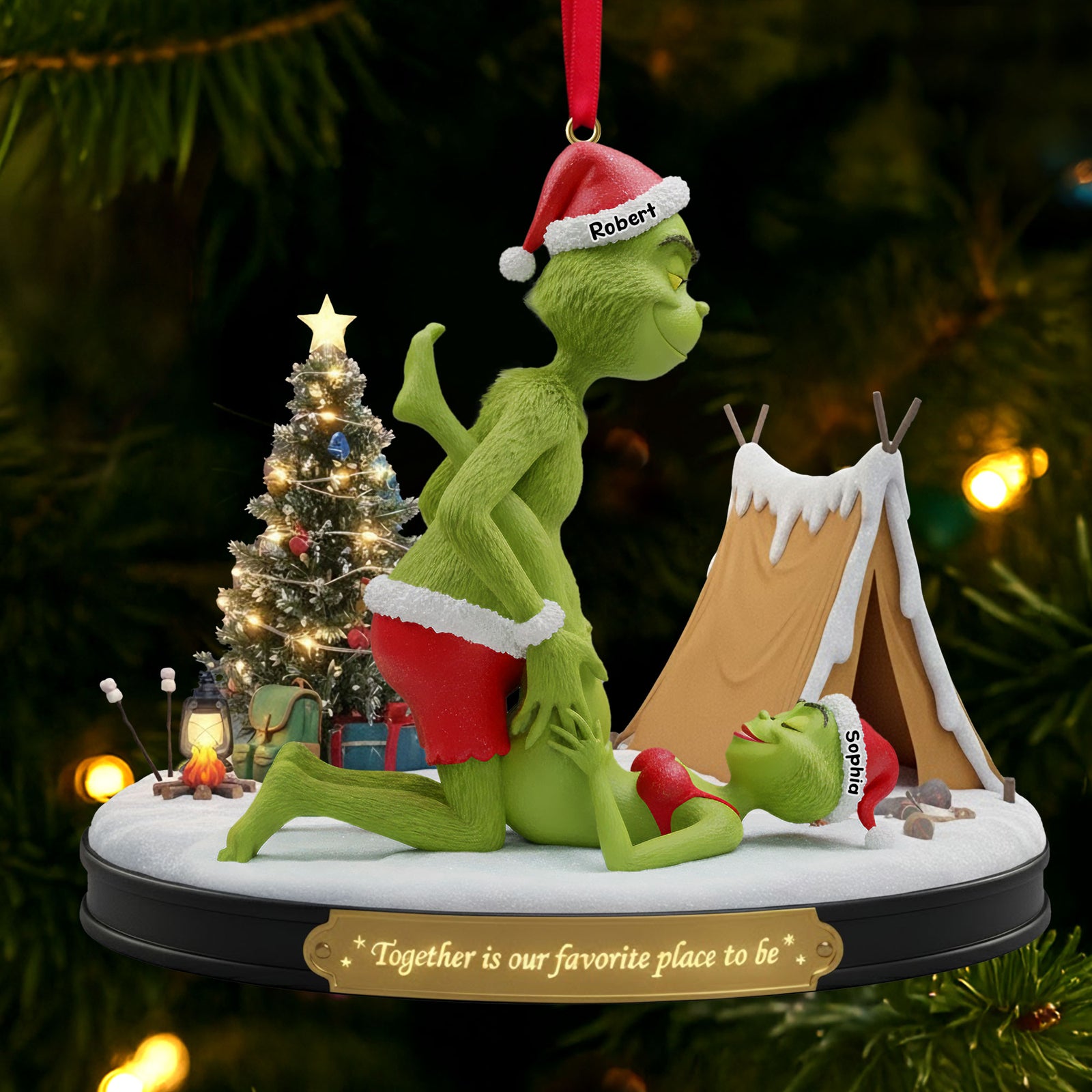 Cheeky Green Couple Ornament - Personalized Gifts For Couple 03ohti091025-Homacus
