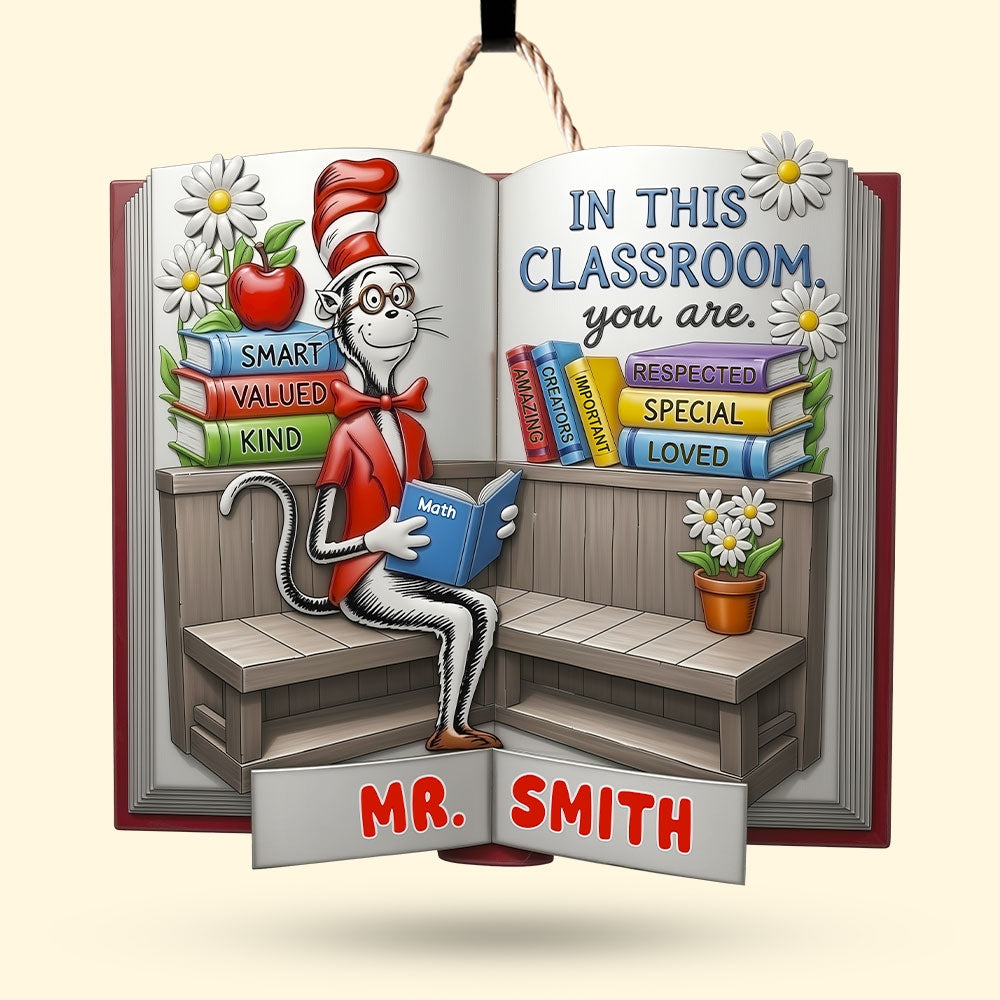 Red Hat Cat Wood Sign - Personalized Gifts For Teachers 04tgti070725-Homacus