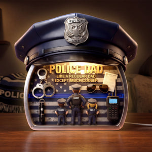 Police Dad and Kids Acrylic Light Box - Personalized Gifts For Dad 05tyti050526-Homacus
