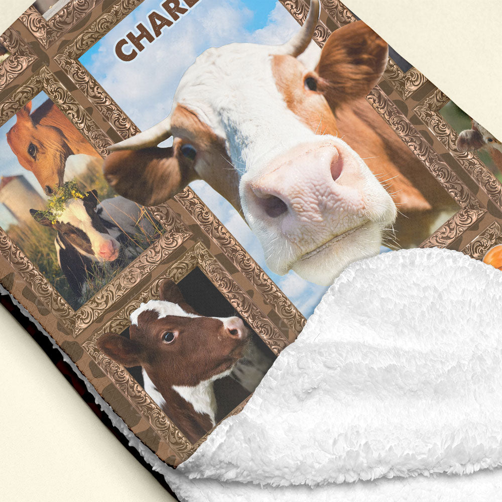 Cute Cattle - Personalized Photos Collage Blanket For Cow Lovers 051qhti311224-Homacus