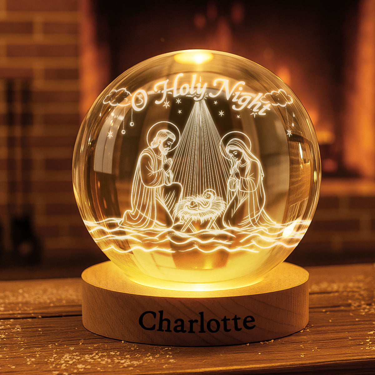 Nativity O Holy Night Crystal Ball Night Light - Personalized Gifts For Christian Night Light 02PGTI211025-Homacus