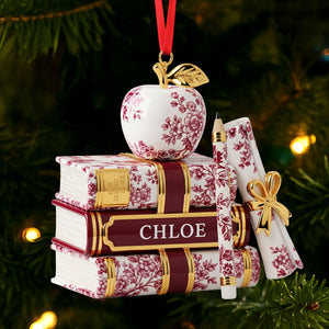 Teacher Toile de Jouy Acrylic Custom Shape Acrylic Ornament - Personalized Gifts For Teacher Christmas Ornament 01PGTI221025