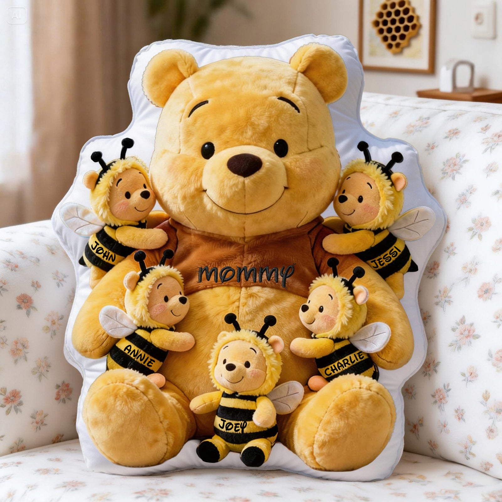 Mom With Kids Bee Pillow - Personalized Gifts For Mom 05ohlu100326-Homacus