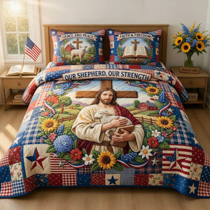 Jesus Our Shepherd Quilt Bedding Set - Personalized Gifts For Christians 01TYTI260326-Homacus