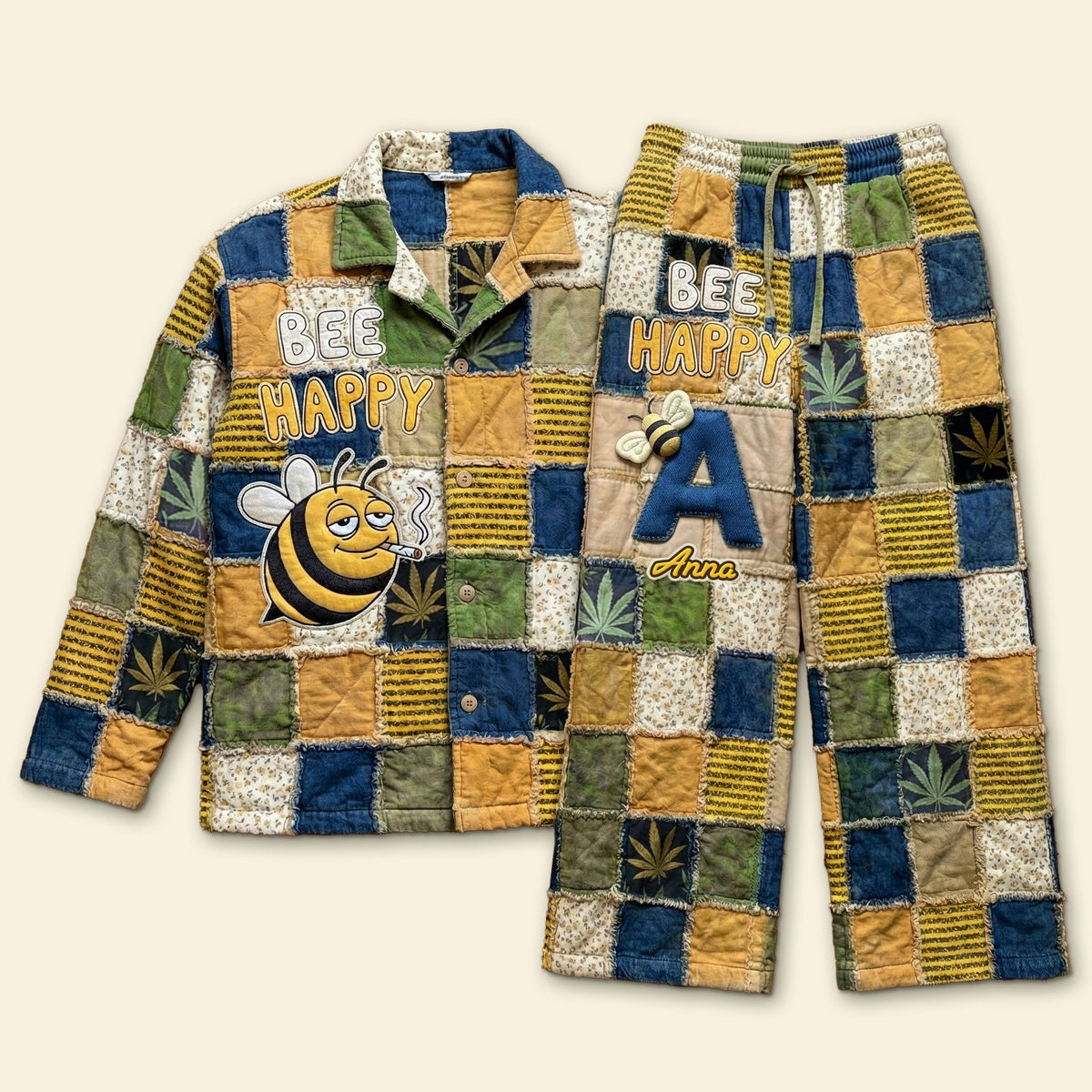 Bee Pajama Set - Personalized Gifts For Weed Lovers 01pati120126-Homacus