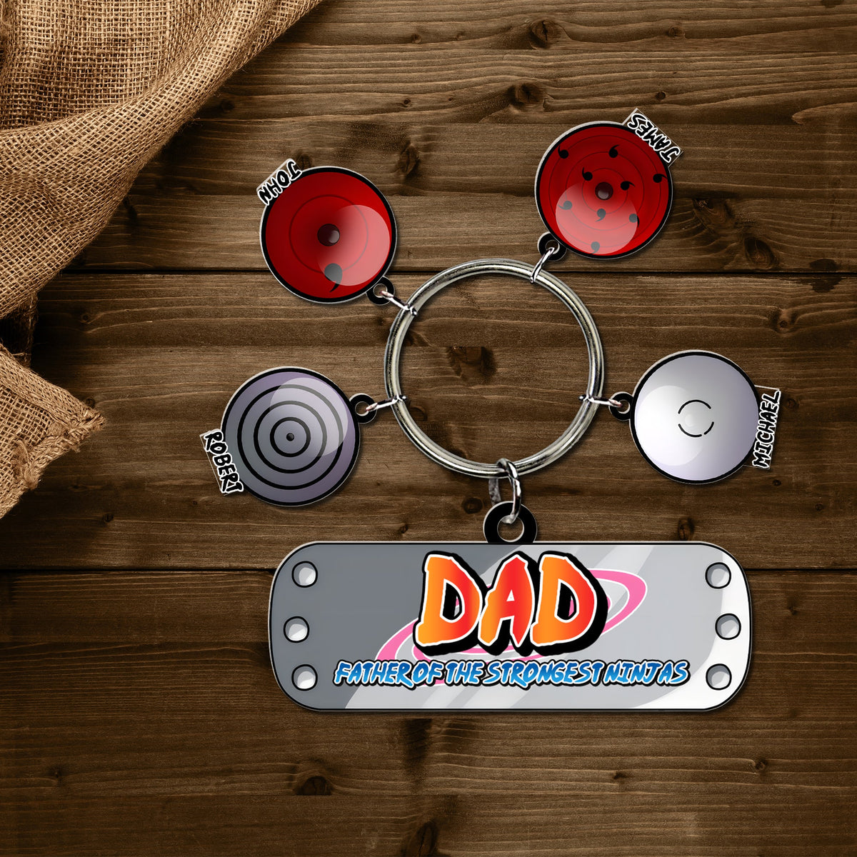 Personalized Gifts For Gamer Dad Keychain With Sharingan Charms 01OHDC290524-Homacus