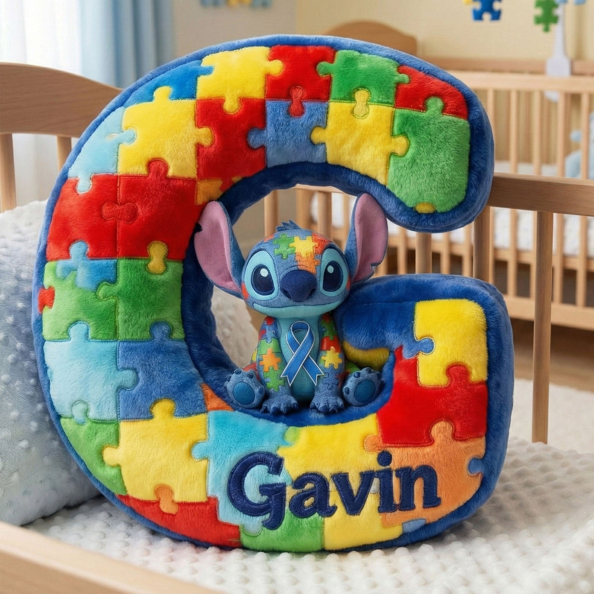 Cute Autism Alphabet Initial Letter Shaped Pillow, Personalized Gifts For Autism Kid 02QHTI011225-Homacus