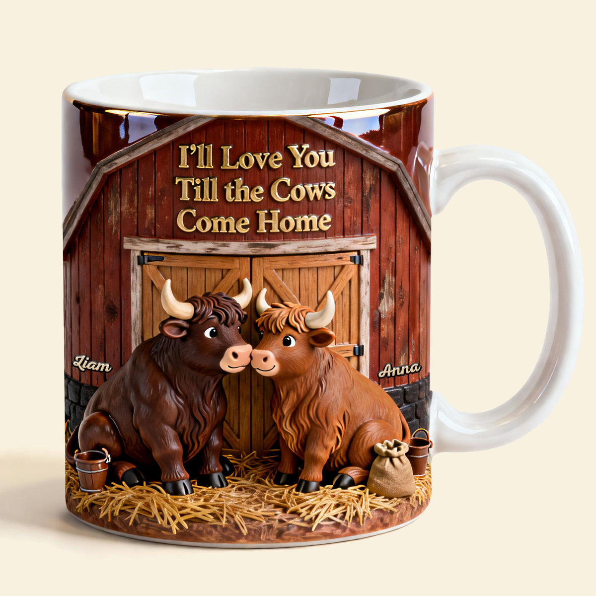 Highland Cow Couple Coffee Mug - Personalized Gifts For Couple Coffee Mug 04NATI150125-Homacus