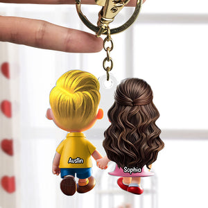 Personalized Gifts For Couple Keychain Cartoon Couple Backview 03OHTI191224-Homacus