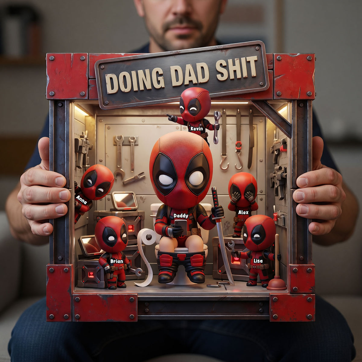 Funny Fighter Dad And Kids Acrylic Plaque - Personalized Gifts For Father's Day Plaque 02NATI160426-Homacus