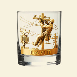 Lineman Round Glass - Personalized Gifts For Lineman Glass 01PGTI271125-Homacus