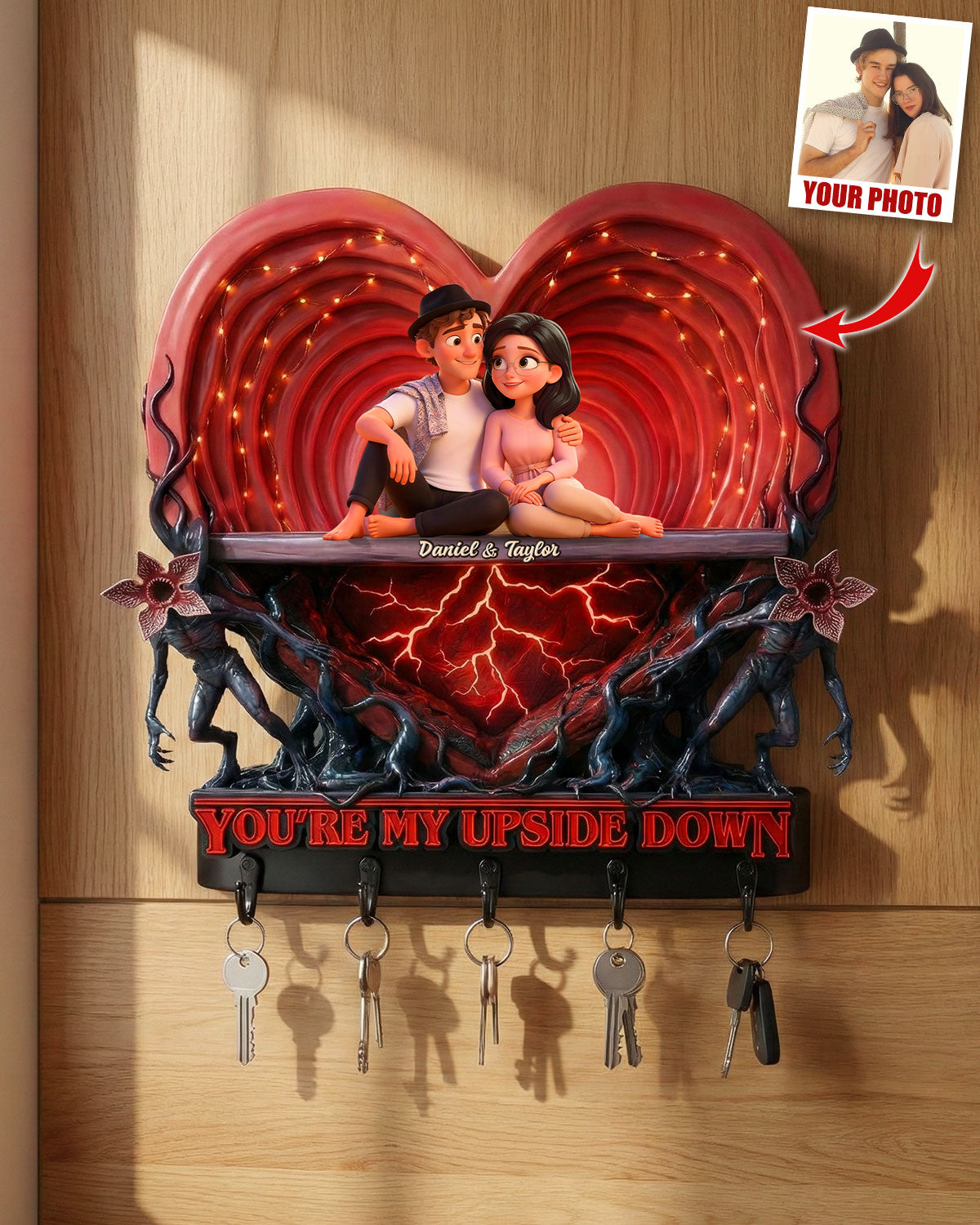 Horror World Couple Acrylic Key Hanger - Custom Photo Gifts For Couple Key Hanger 04PATI240126-Homacus