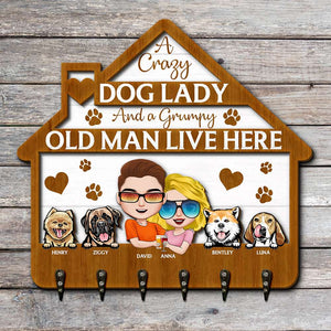 Personalized Gifts For Couple Wood Key Hanger 04ntqn230622 Dog Lovers With Home Shape-Homacus