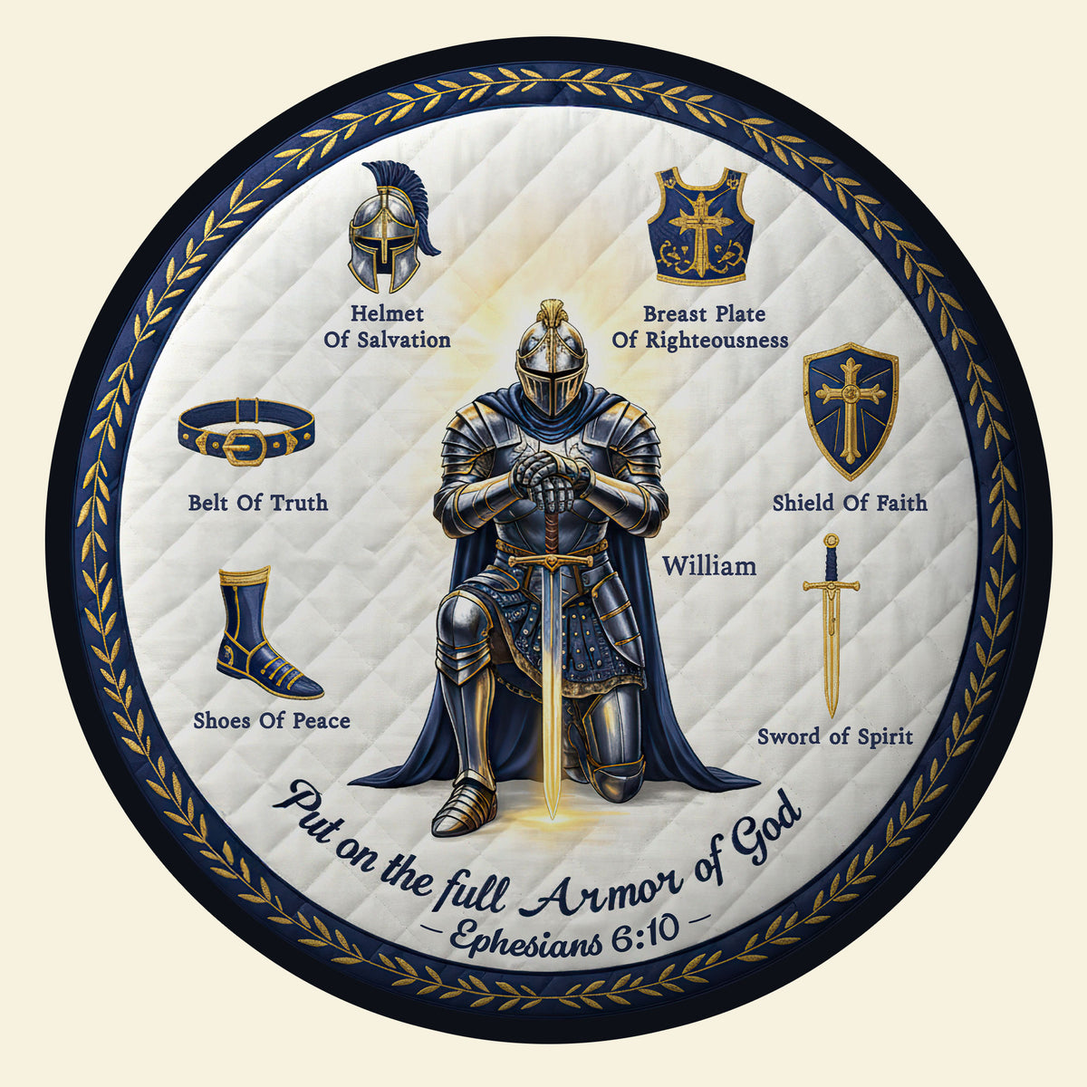 Kneeling Knight Round Mat - Personalized Gifts For Christian Quilted Round Mat 02HUTI201025-Homacus