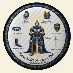 Kneeling Knight Round Mat - Personalized Gifts For Christian Quilted Round Mat 02HUTI201025-Homacus