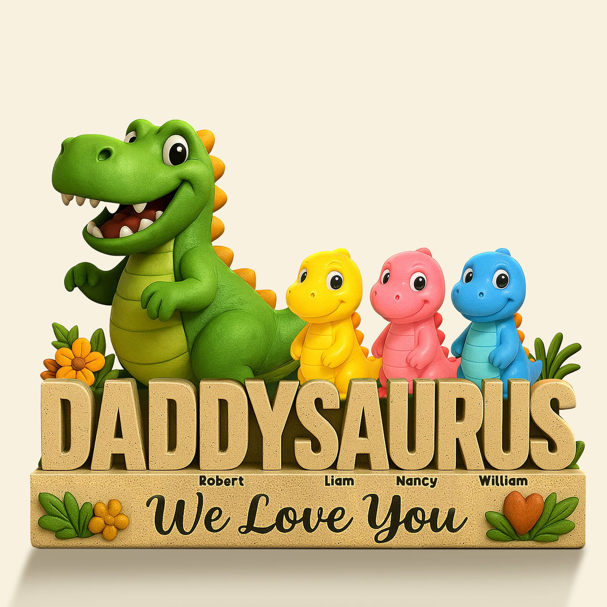 Dinosaur Dad Plaque - Personalized Gifts For Dad 01nati160425-Homacus