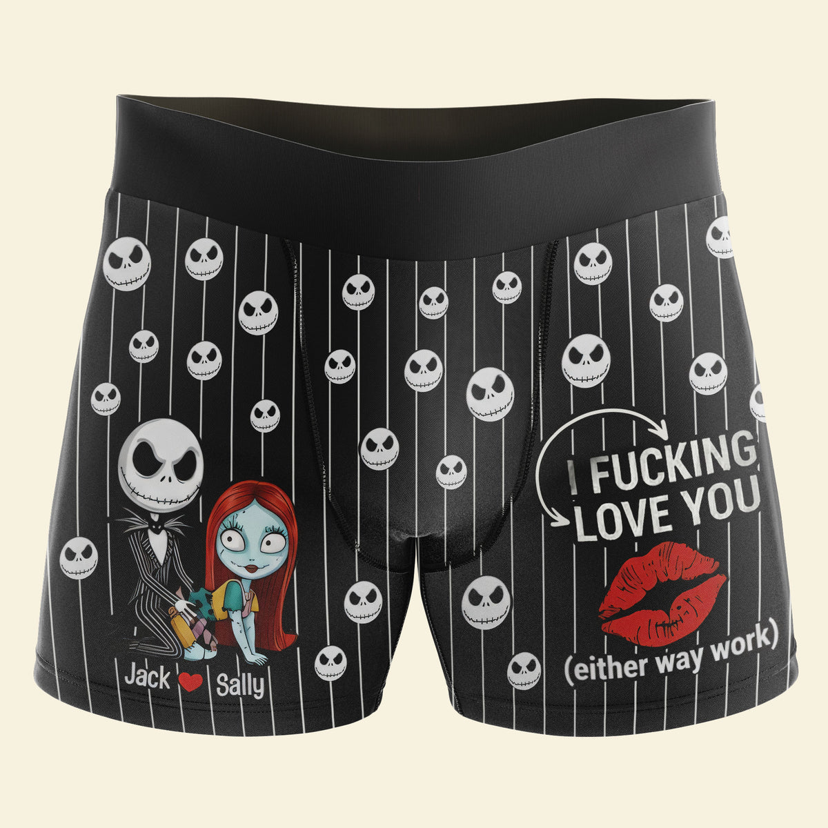 Funny Spooky Couple Boxer - Personalized Gifts For Husband Men's Boxers 03TGTI120125-Homacus