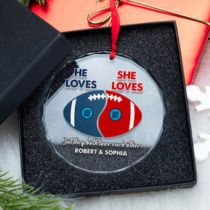 Football Couple Ornament - Couple Divided - Custom Team Logo Gifts For Football Lovers-Homacus