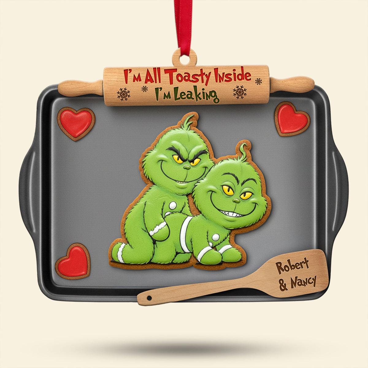 Mischievous Green Gingerbread Couple Ornament, Personalized Gifts For Couple 02qhti180925-Homacus