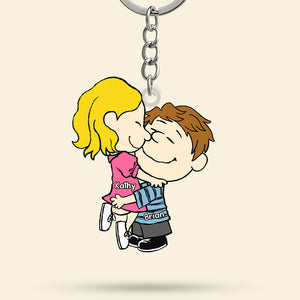 Couple Keychain - Embracing In Love - Personalized Anniversary Gifts For Couple-Homacus