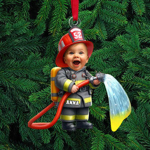 Custom Photo Gifts For Kids Christmas Ornament - Firefighter Themes-Homacus