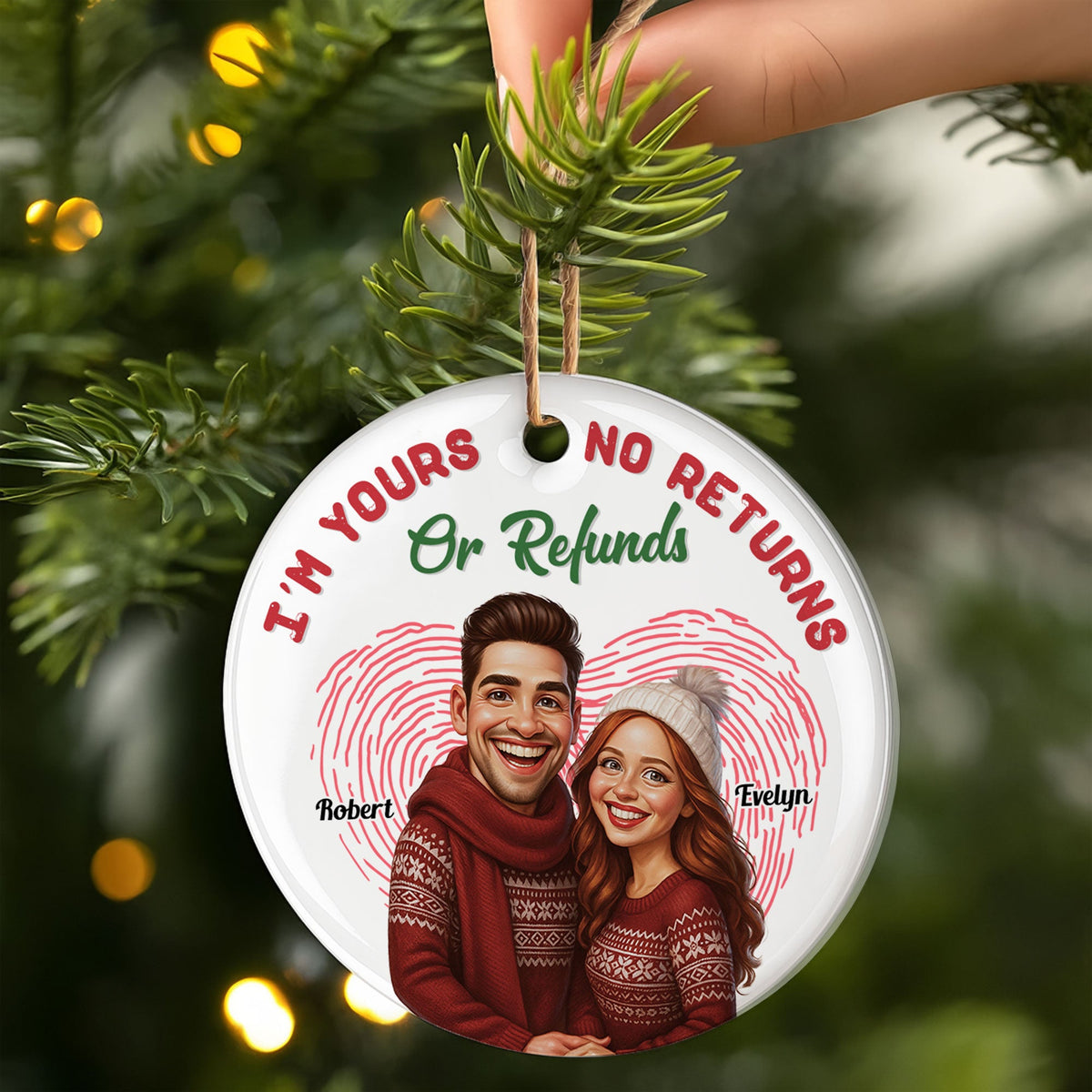 Caricature Couple Ornament - Custom Photo Gifts For Couple 03pgti270825-Homacus