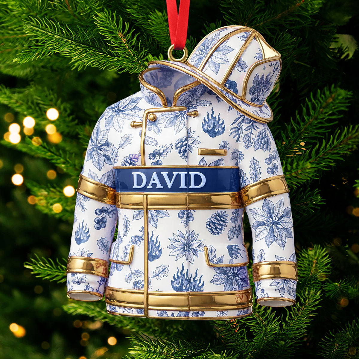 Toile de Jouy Firefighter Ornament - Personalized Gifts For Firefighter 02pgti101025-Homacus