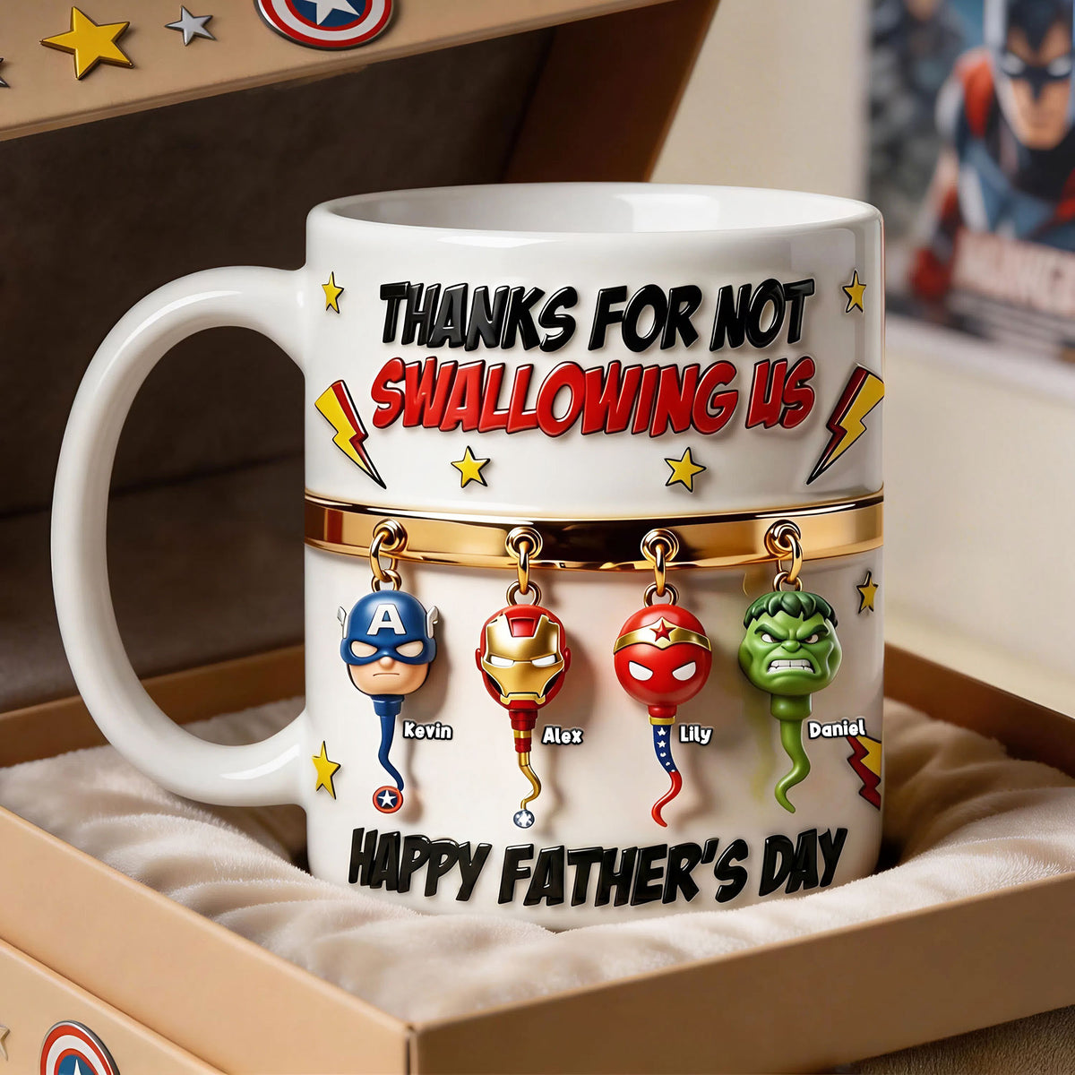 Funny Hero Squad Dad White Mug - Personalized Gift For Dads 02OHTI070526-Homacus