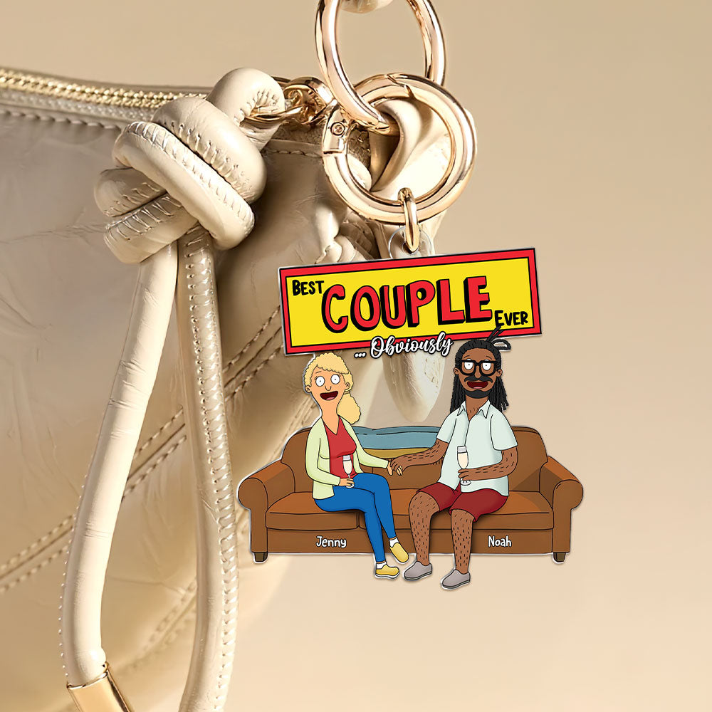 Personalized Gifts For Couple Keychain, Happy Couple On Sofa 03qhti100225hg-Homacus