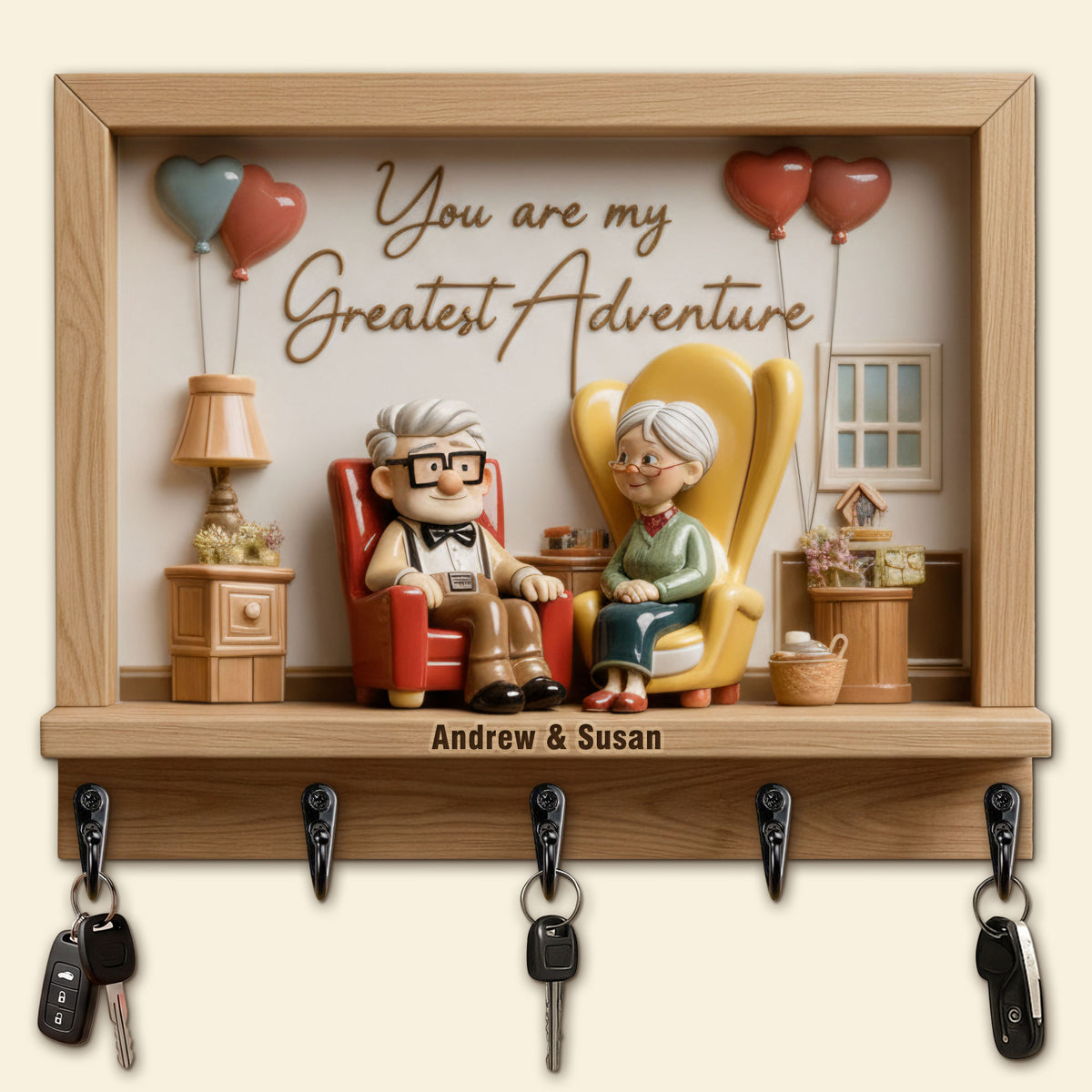 Romantic Couple Acrylic Key Hanger – Personalized Gifts For Couple 05kiti150126-Homacus